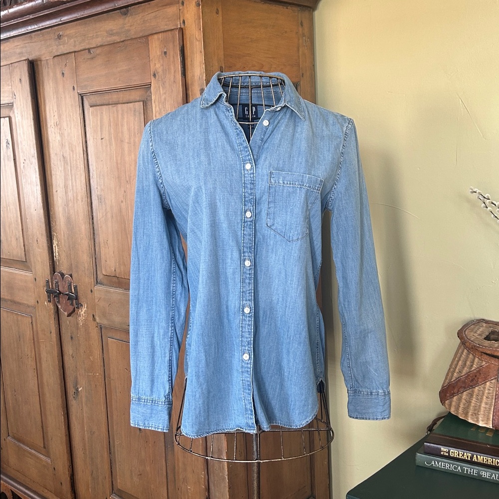 GAP Light Wash Denim Button-Up Shirt